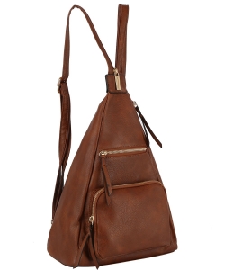 Fashion Convertible Backpack Sling Bag JNM-0109 BROWN